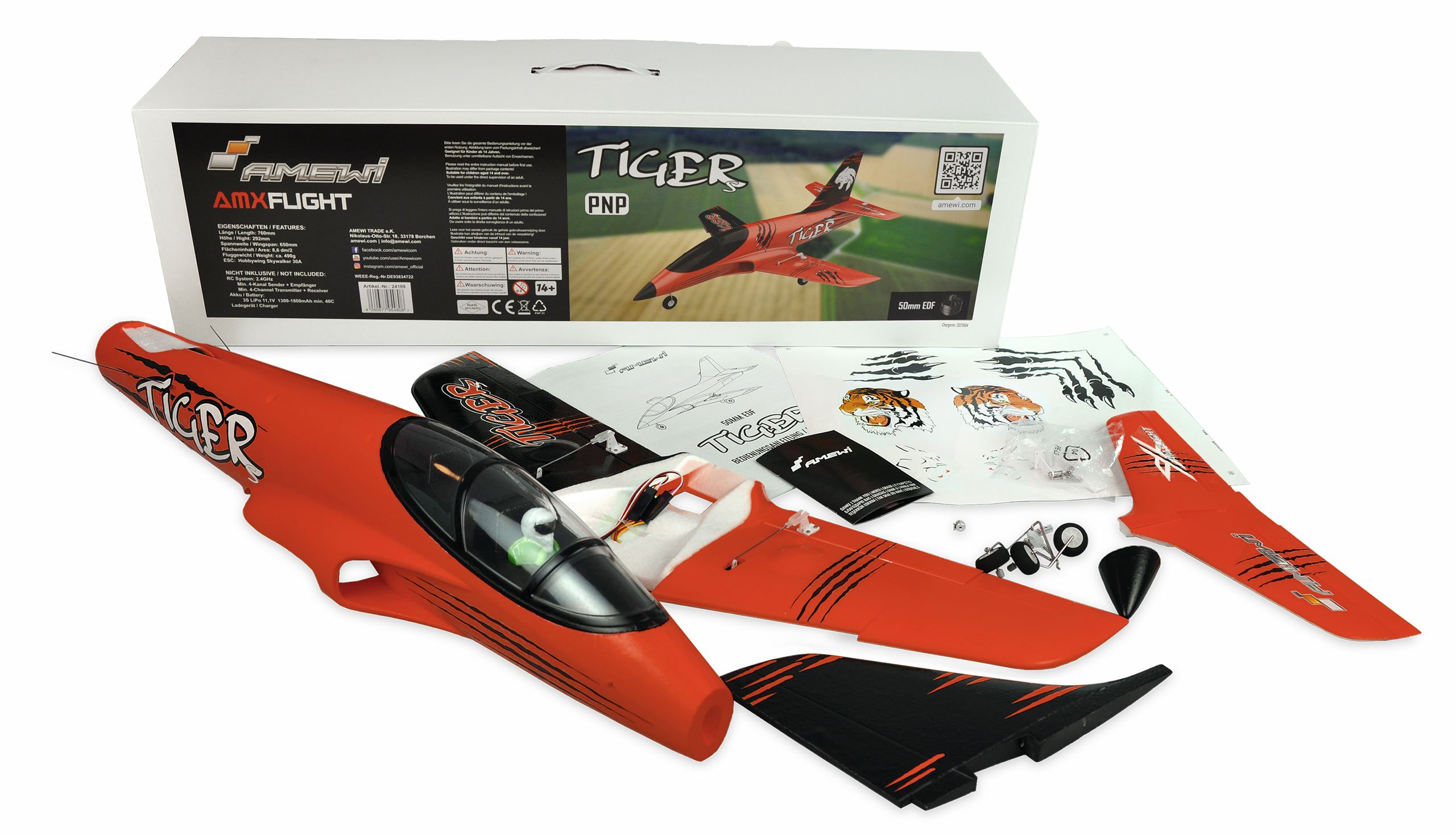 Amewi AMXFlight MIG-17 730 Mm EDF Jet PNP - Modello Volante In Schiuma Con EDF 11 Pale, 40A ESC, Servi In Metallo, Grigio